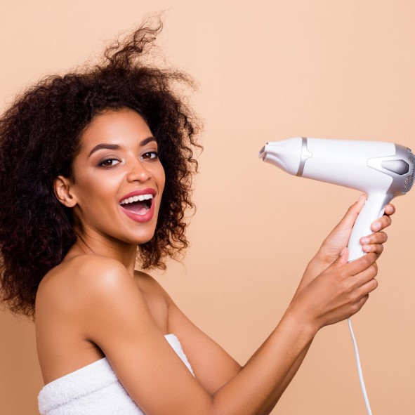 blow dry curly hair